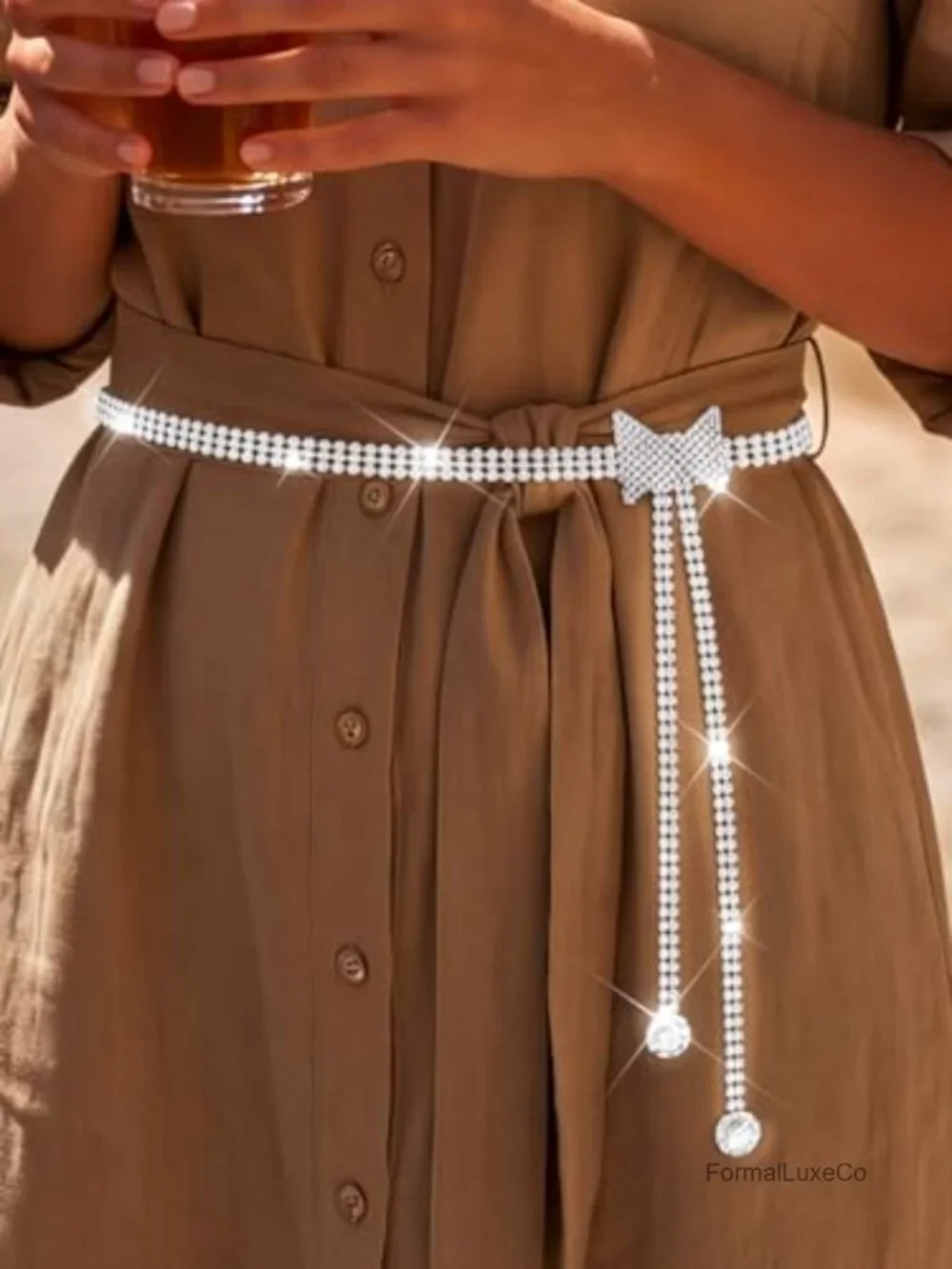 Rhinestone Chain Belt Sparkly Waist Fashion Bling Dress Accessory